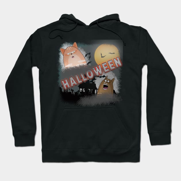 Halloween cat vintage Hoodie by RookiesCrafts